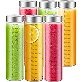 CWHHRN 25 Oz Glass Juice Bottles, 6 Pack Glass Bottles with Lids, BPA Free, Borosilicate Glass, Leak Proof Lids for Juicing, Smoothies, Water Bottles, Food Storage, Shaker Bottles
