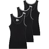 Comfneat Women's 3-Pack Sleepwear Lace Trim Tank Tops Stretchy Undershirts