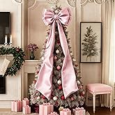 Froova 75x19Inch Big Pink Bow Decor Christmas Tree Topper Decor Giant Xmas Tree Toppers Decor Coquette Room Large Bows for Wall Wreath Birthday Party Baby Shower Supplies (Internal Stability Layer)