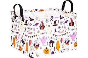 FUULOXE Halloween Gifts Empty Basket Boo Cube Organizer Bins Trick or Treat Spooky Basket Stuffers for Boyfriend Dual Handles for Closet Shelf