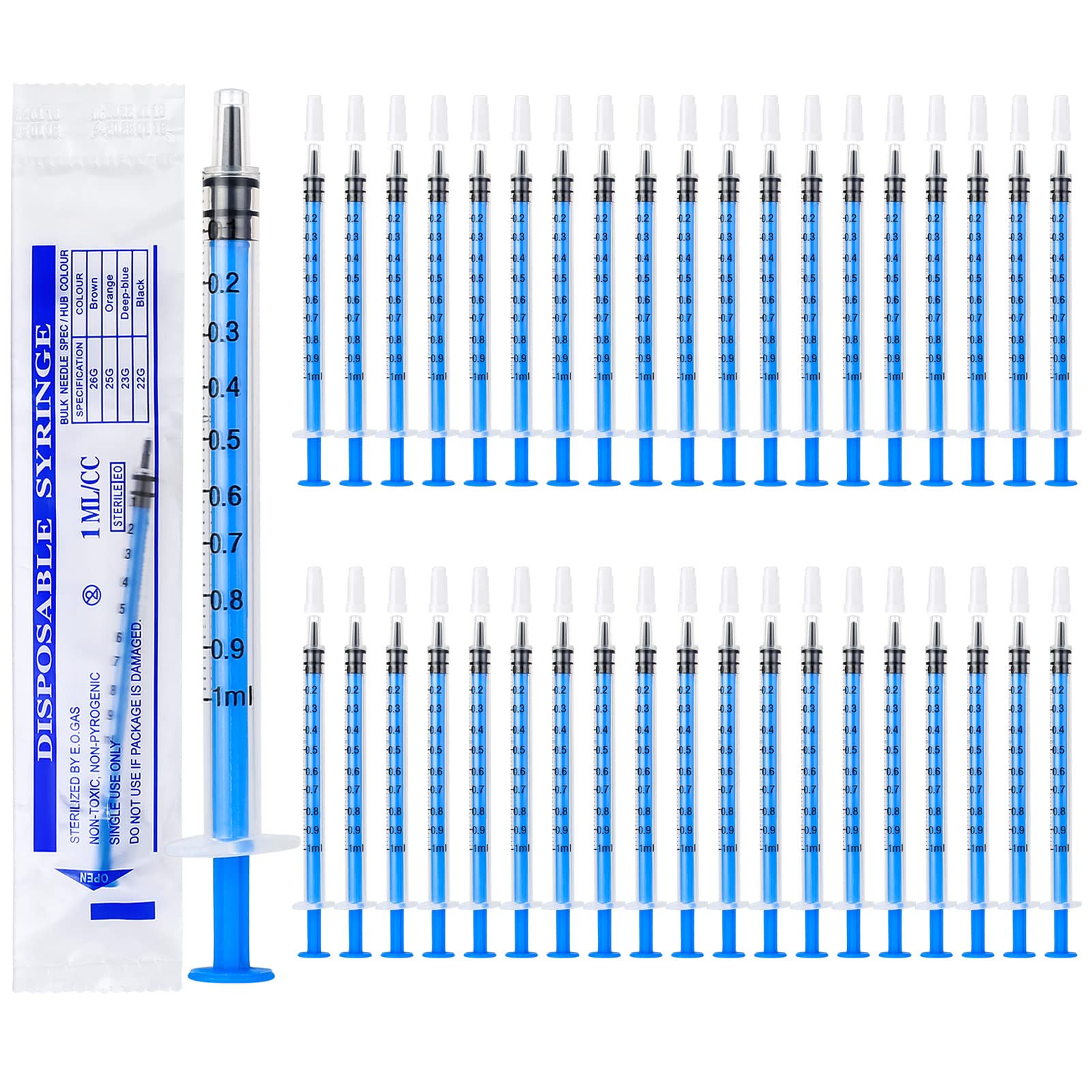 40 Pcs 1ml Plastic Syringes, Colostrum Syringe with Caps No Needle, Colostrum Collection Kit for Refilling and Measuring Liquids, Scientific Labs, Plant Watering, Pet Feeding, Glue Applicator