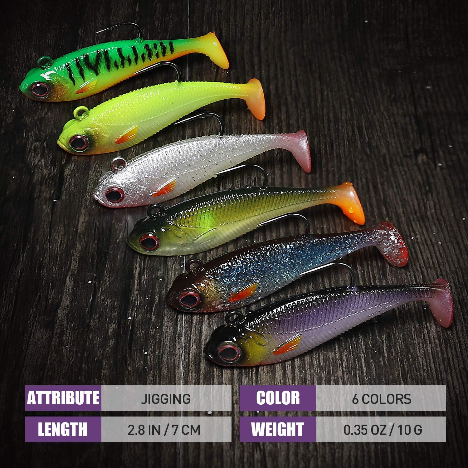 TRUSCEND Power Soft Fishing Lures Pre-Rigged BKK Hook, Japan Formula, Slow Sinking, Swimming, Jerking, Freshwater or Saltwater Swimmer for Bass Trout Pike Fishing, B-2.8in, 6PCS : Sports & Outdoors
