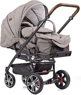 Gesslein Kombi-Kinderwagen F4 Air+ | Gestell: schwarz | Lederschiebegriff: tabak | inkl. C1-Lift Softtragetasche | Design: 963963