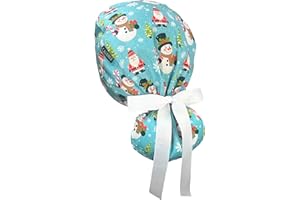 CALOMED Scrub Cap for Women and Men, Ponytail Scrub Caps, Working Hat, Head Cover with Ribbon Ties and Buttons, Long Hair