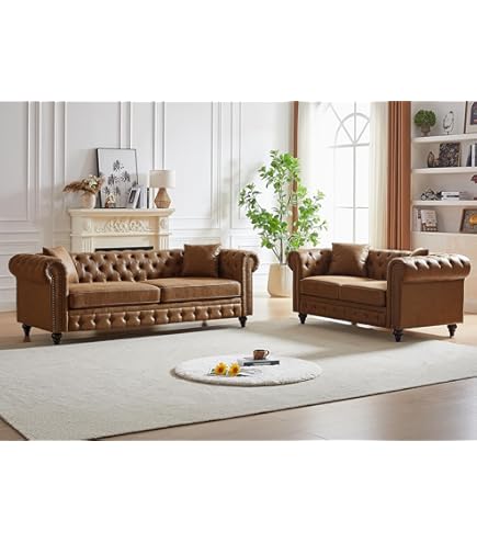 Amazon.com: Modern Chesterfield Sofa Set for Living Room, 2 Piece