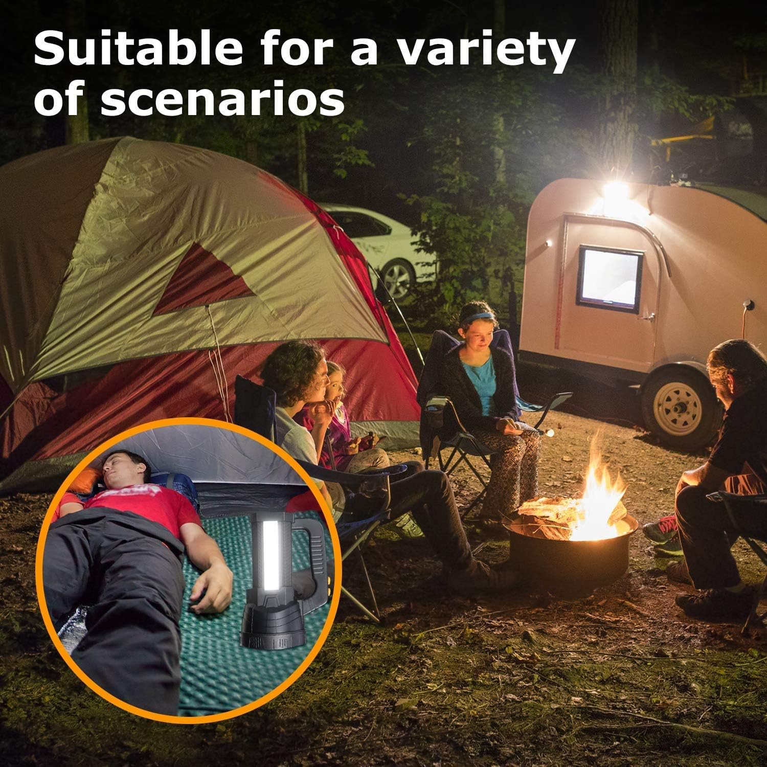 Rechargeable Spotlight Super Bright Led Tactical Flashlight 9600mah 6000 Lumens Spot Light Waterproof Handheld Searchlight Power Bank Function Torchlight 6 Lights Modes with Foldable Tripod - - 