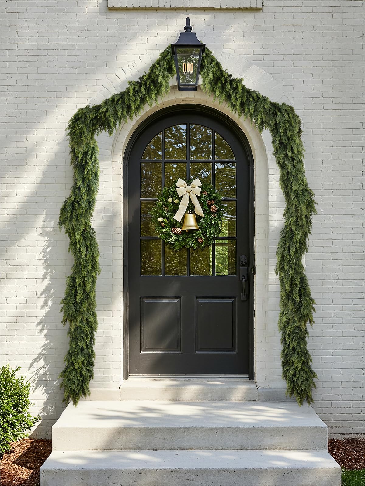 Photo 1 of 9ft Christmas Cedar Garland with Soft Thickness Pine, Artificial Green Faux Cedar Pine Garland for Mantle Fireplace Indoor Outdoor Holiday Party Home Decoration?2 Pcs?