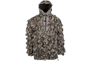 North Mountain Gear - Premium Camouflage Leafy Hunting Jacket For Men- 1/2 Zip With Hood