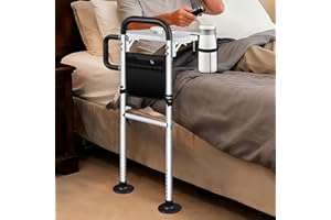 LanAqua Bed Rails for Elderly Adults Safety with Foldable Tray, Adjustable Bed Assist Rails for Seniors with Motion Sensor Li