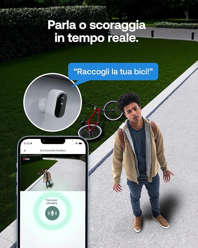 Essential 3 Telecamera WiFi Esterno Senza Fili + Pannello Solare (2), HD, Telecamera WiFi Interno, Sirena Allarme Casa, Sensore Di Movimento, Prova Inclusa Secure, 2 Telecamere, Bianche