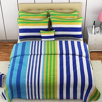 Mafatlal Mayfair Series, Pure Cotton Soft Finish Easy to Wash 144 TC Premium Bedsheets for Double Bed with 2 Pillow Covers, King Size Bedding Set Combo (Denim Yellow)