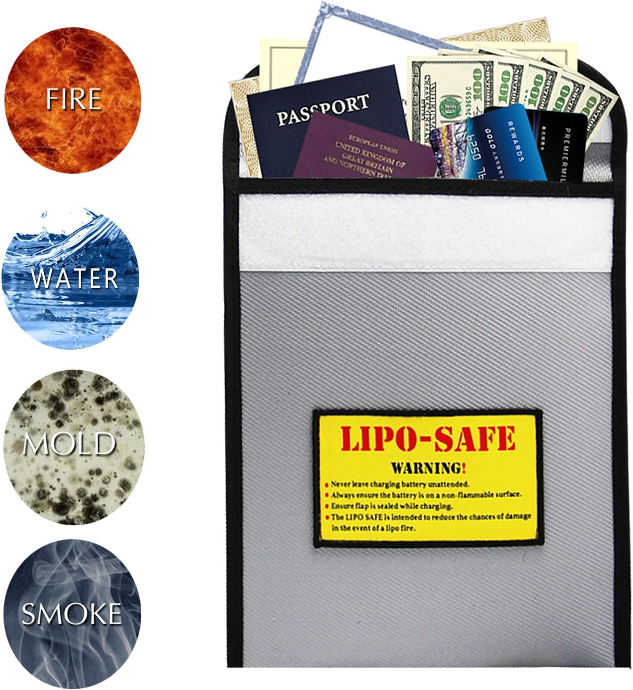 Fireproof Safe, Enord Fire Safe Waterproof Fireproof Safety Bag(9"x11")/ Home Safe Storage Fibreglass Pouch For Bank Cards Passport Cash Money Birth Certificate and RC Lipo Battery