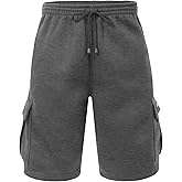 NE PEOPLE Mens Active Comfy Workout Gym Elastic Drawstring Fleece Cargo Sweat Shorts (M-7XL)