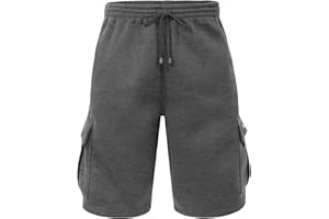 NE PEOPLE Mens Active Comfy Workout Gym Elastic Drawstring Fleece Cargo Sweat Shorts (M-7XL)