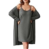 Ekouaer Robe Sets for Women 2 Pieces Nightgown Long Sleeves Bathrobe Soft Sleepwear 2025 S-2XL