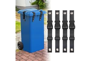Wuno Shop Trash Can Lid Lock, Bear Proof Trash Can Locks for Animals, Adjustable Trash Can Straps for Raccoon, Garbage Can Lid Locks Outdoor, Trash Bin Buckle Lock - 4 Pack