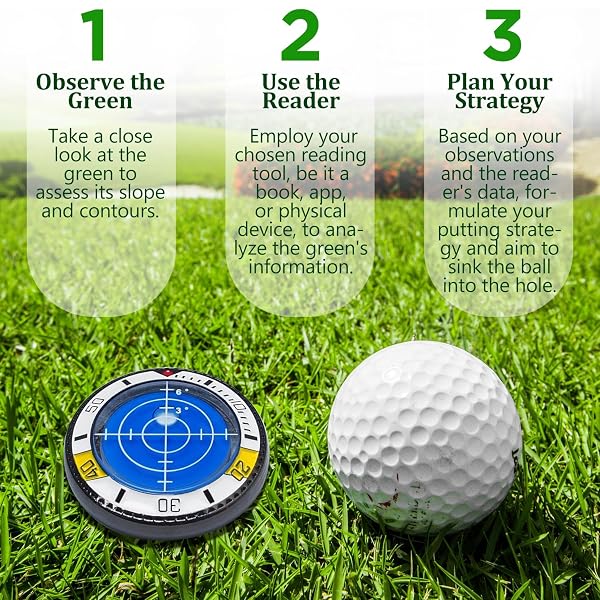 KEYUANET GOLF BALL MARKER FOR PUTTING GREEN GOLF ACCESSORIES GADGETS GIFTS FOR MEN WOMEN GREEN READER WITH HIGH PRECISION READING AID SLOPE MEASUREMENT IMPROVE SKILLS 1 PACK MARKING (WHITE BLUE)