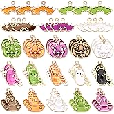 DTOFOOT 60Pcs Halloween Charms, Halloween Decorations Charms for Jewelry Making, Mixed Pumpkin Ghost Bat Witch Hat Enamel Pendants for Bracelets Necklaces Earrings Making and Crafting