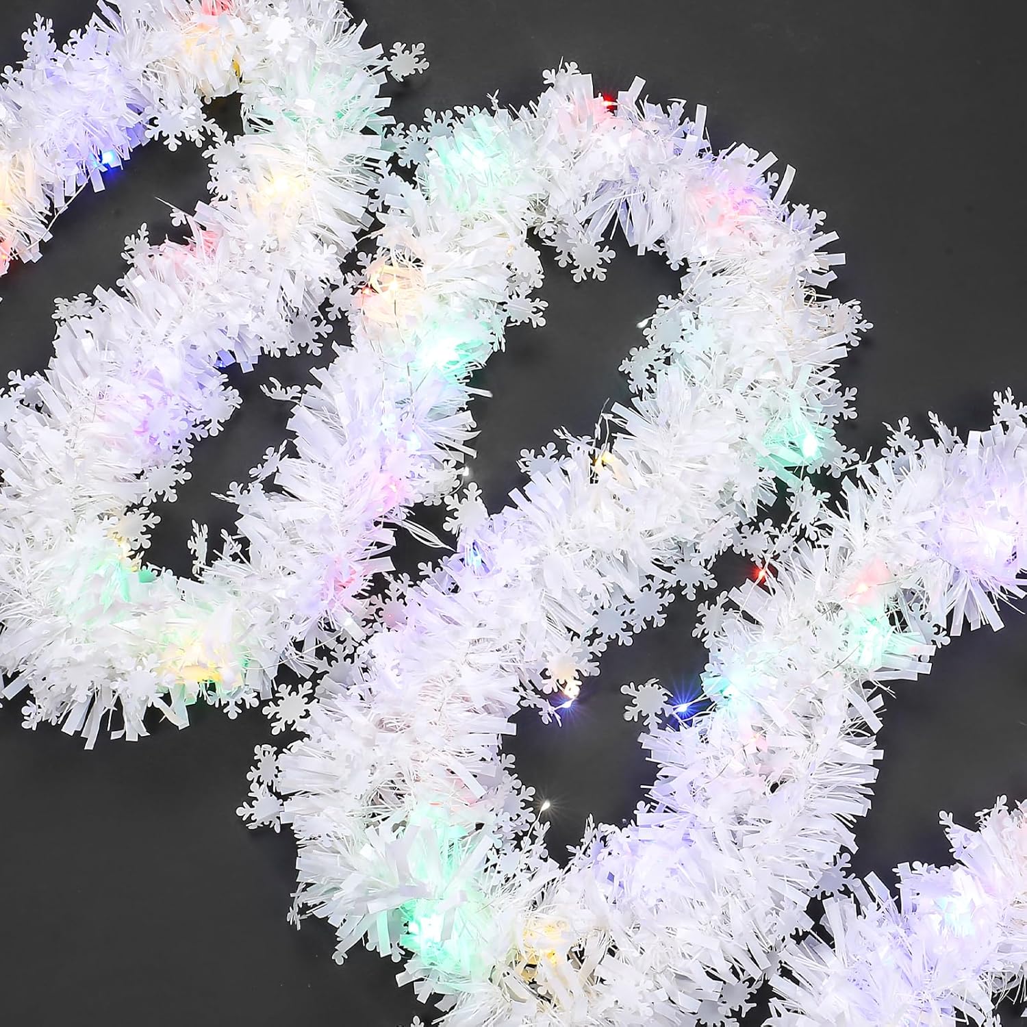 Wreaths, Garlands & Swags - 33 Feet Christmas Tinsel Garland with Garlands Glitter Tinsel Twist Garland Christmas Tree Garland Wide Cut Metallic Streamer Christmas Hanging Garland Decorations for Outdoor Indoor Wedding (White)