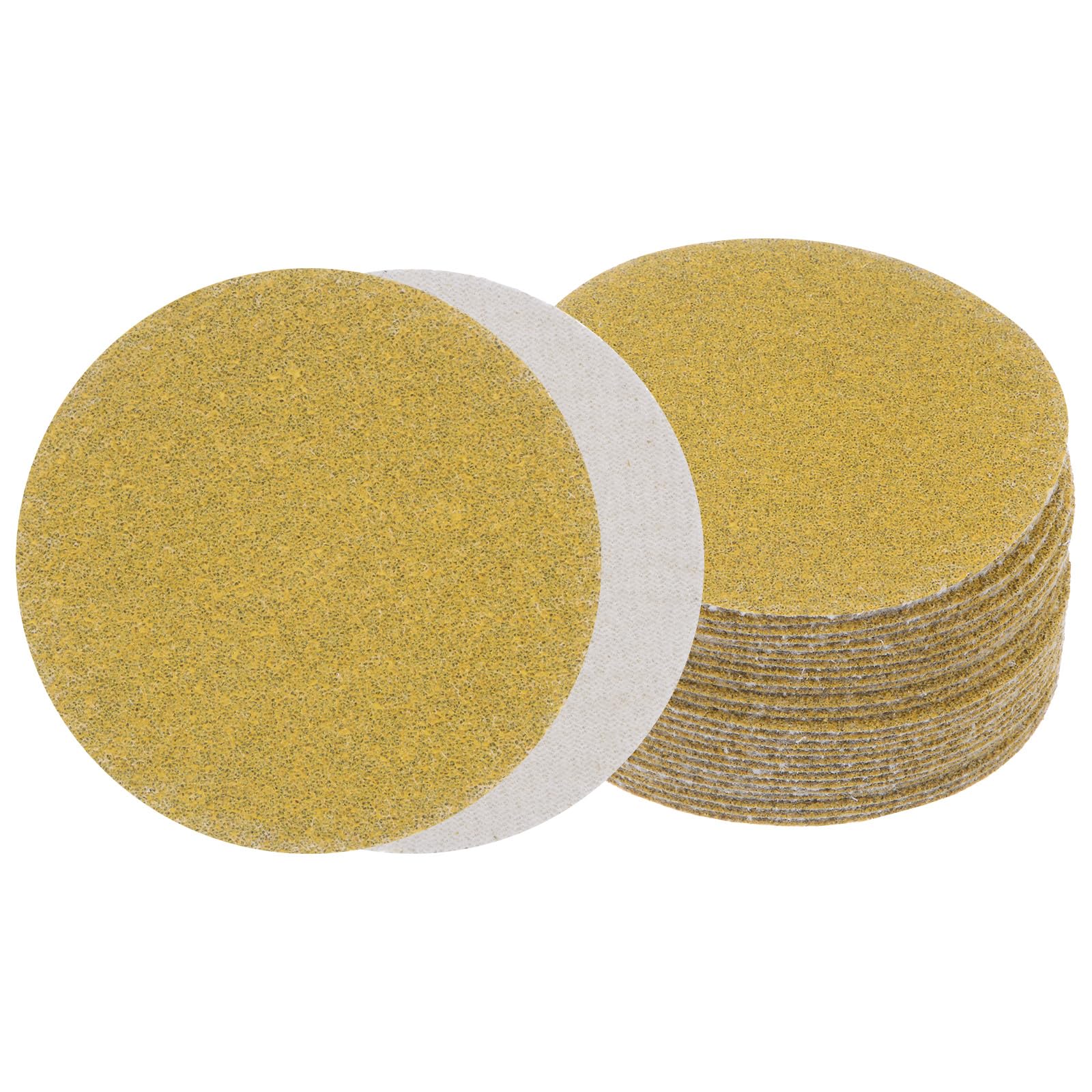 Kozelo 25pcs No Hole Sanding Discs- [ 3 Inch 60 Grit ] Round Hook and Loop Grip Sanding Pads Sheet Sandpaper for Woodworking Metal Polishing Use| Gold, Aluminum Oxide