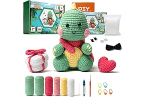 LIFEYJ Crochet Kit for Beginners, Dinosaur Pattern, Craft Kit for Kids & Adults, Easter Gifts with Video Tutorials
