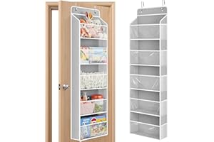 JARLINK Toy Stuffed Animal Storage, Over The Door Organizer W/Clear View Windows, 44lb Load, Baby Toy Storage Organizer for Nursery, Kid Bedroom, Newborn Baby Essentials (Light Grey)