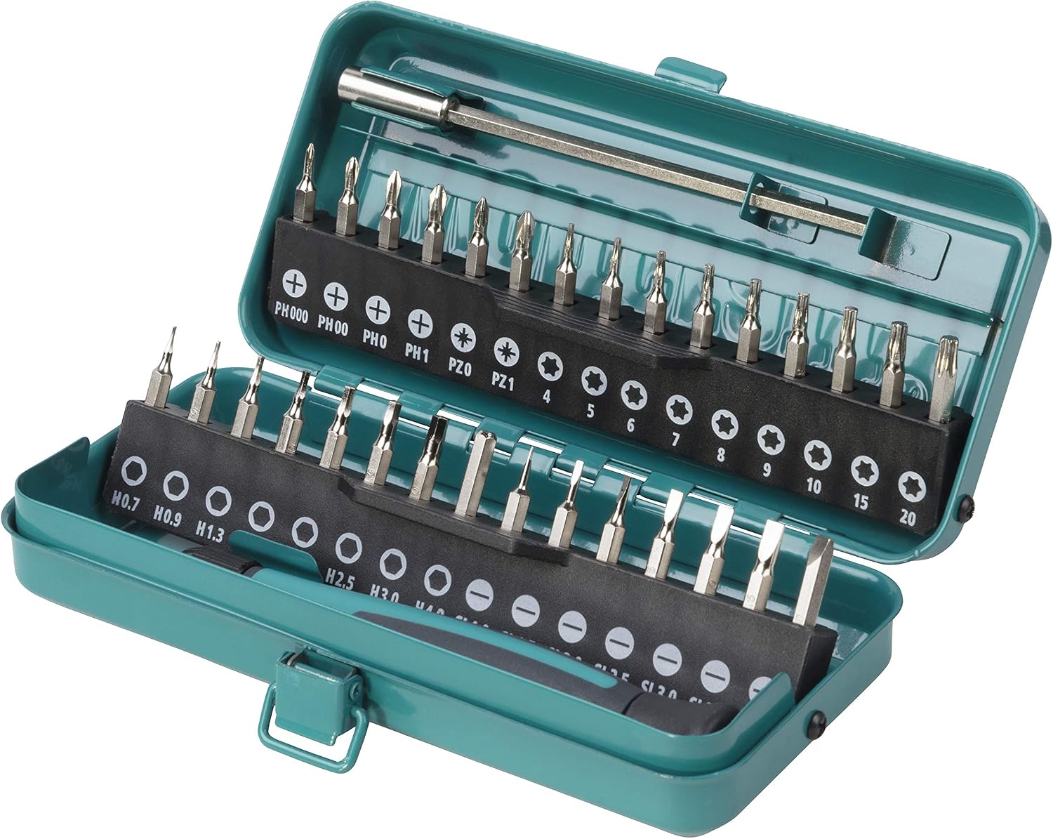 Wolfcraft Micro Bit Box for Small Screws 32 Pcs. I 1389000 I Metal Cassette with 30 Precision Engineering Bits