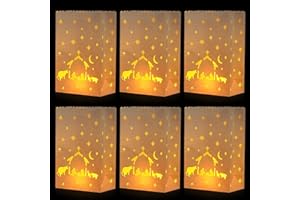 Motiskyy 50 Pcs Christmas White Nativity Scene Luminary Bags Gift for Holiday Reusable for Outdoor Christmas Thanksgiving Decoration (Not Included Light)