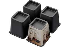TomGear Bed Furniture Risers 4 Inches, Heavy Duty Bed Lifts, Furniture Risers for Bed, Couch, Desk, Sofa, Chair, Table Legs Extenders (Pack of 4, Black)