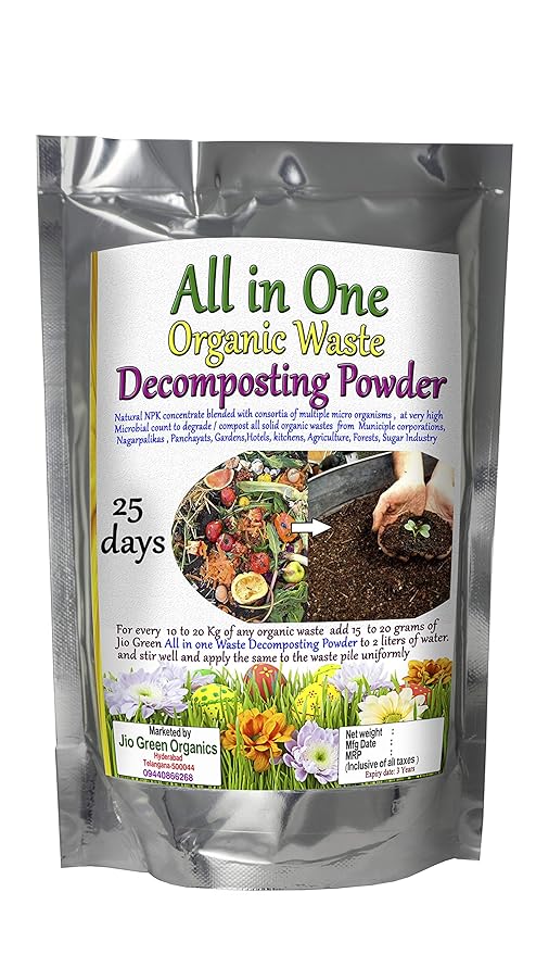 Jio Green 850 Grams All in one Organic Waste Decomposting Powder for Kitchen, Garden Waste etc in 25 Days with NPK mobilizer