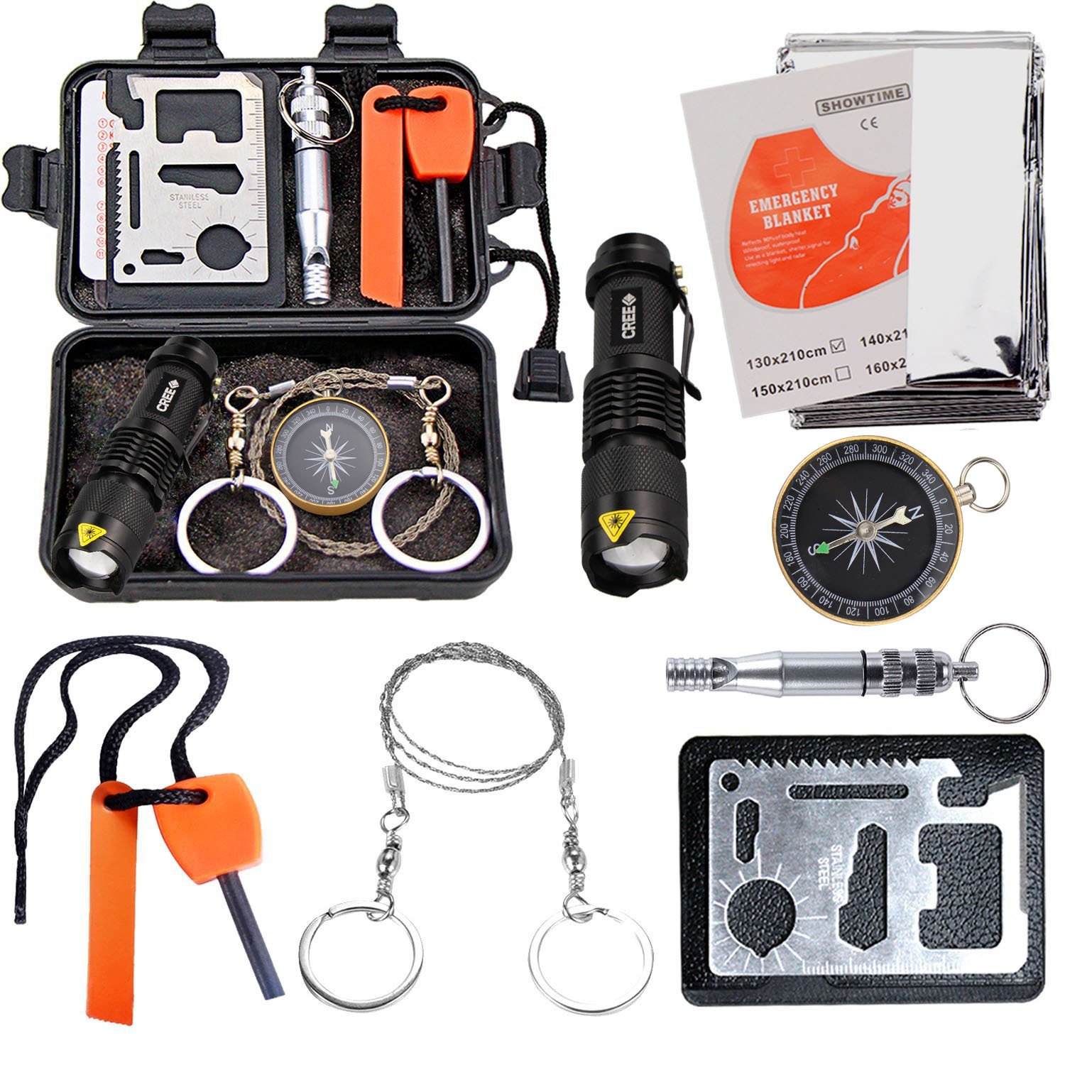 EMDMAK Survival Kit Outdoor Emergency Gear Kit for Camping Hiking