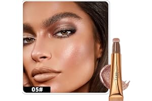 MAEPEOR Highlighter Beauty Wand Smooth Cream Liquid Face Illuminator Lightweight Blendable and Natural Shimmer Face Highlighter Bronzer Makeup with Cushion Applicator (5# Rose)