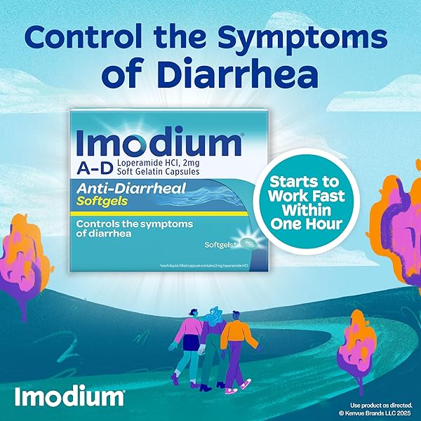 IMODIUM A-D FAST-ACTING ANTI-DIARRHEAL SOFTGELS, LOPERAMIDE HCL 2 MG, TRAVEL ESSENTIAL DIARRHEA RELIEF MEDICINE FOR ADULTS, 24 COUNT, ANTI DIARRHEA PILLS,EASY TO SWALLOW, FOR AGES 12+