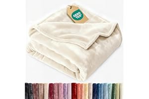 CGK UNLIMITED Ultra Soft Fleece Blanket Throw Size - Flannel Fleece Luxury Throw Blanket - Lightweight for Couch Bed Chair - Thick, Warm and Breathable - All Season Cozy Fuzzy, Anti-Static Microplush Bedding, Cream