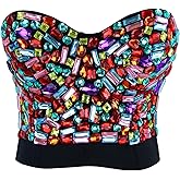 Charmian Women's Colorful Rhinestone Push Up Bra Clubwear Party Bustier Crop Top