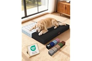 OhGeni Orthopedic Waterproof & Machine Washable Dog Bed for Large Pets, Suitable for Crates, Cat Mat with 25D Egg Crate Foam, Non-Slip Bottom & Removable Cover, 41 Inches(Black)