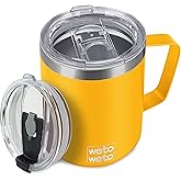 WETOWETO 14 oz Coffee Mug, Vacuum Insulated Camping Mug with Lid, Double Wall Stainless Steel Travel Tumbler Cup, Coffee Mugs Outdoor, Powder Coated Alpine Yellow