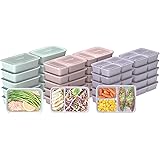 Bentgo® Prep 60-Piece Meal Prep Kit - 1, 2, & 3-Compartment Containers with Custom Fit Lids - Microwaveable, Durable, Reusabl