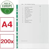 Esselte A4 Punched Pockets 200 x Poly Pockets 34 Micron Green Spine 200 Pack view 2
