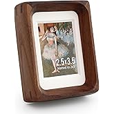 SoochART Walnut Wood Picture Frame,Picture 2x3 with Mat or 2.5x3.5 Without Mat,Standing Desk Photo Frame 2.5 by 3.5,Plexiglass,Tabletop or Wall Display