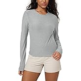 ODODOS Women's Long Sleeve Performance T-Shirts - Ultra Soft odSTRATUM Tech Crew Neck Tee UPF 50+ Essential Crop Top