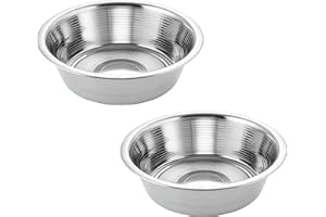 Hell Blues 11 Cups Stainless Steel Dog Bowls, 10" Diameter, 3" Height, Double Pack, Dishwasher Safe