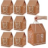 AmazingSpark 6 Pack Large Gingerbread House Shaped Gift Boxes 7.87 x 7.87 x 11.42'' Christmas Treat Goodie Cookie Presents Boxes for Sweets Cookie Snacks Xmas Party Supplies Decor