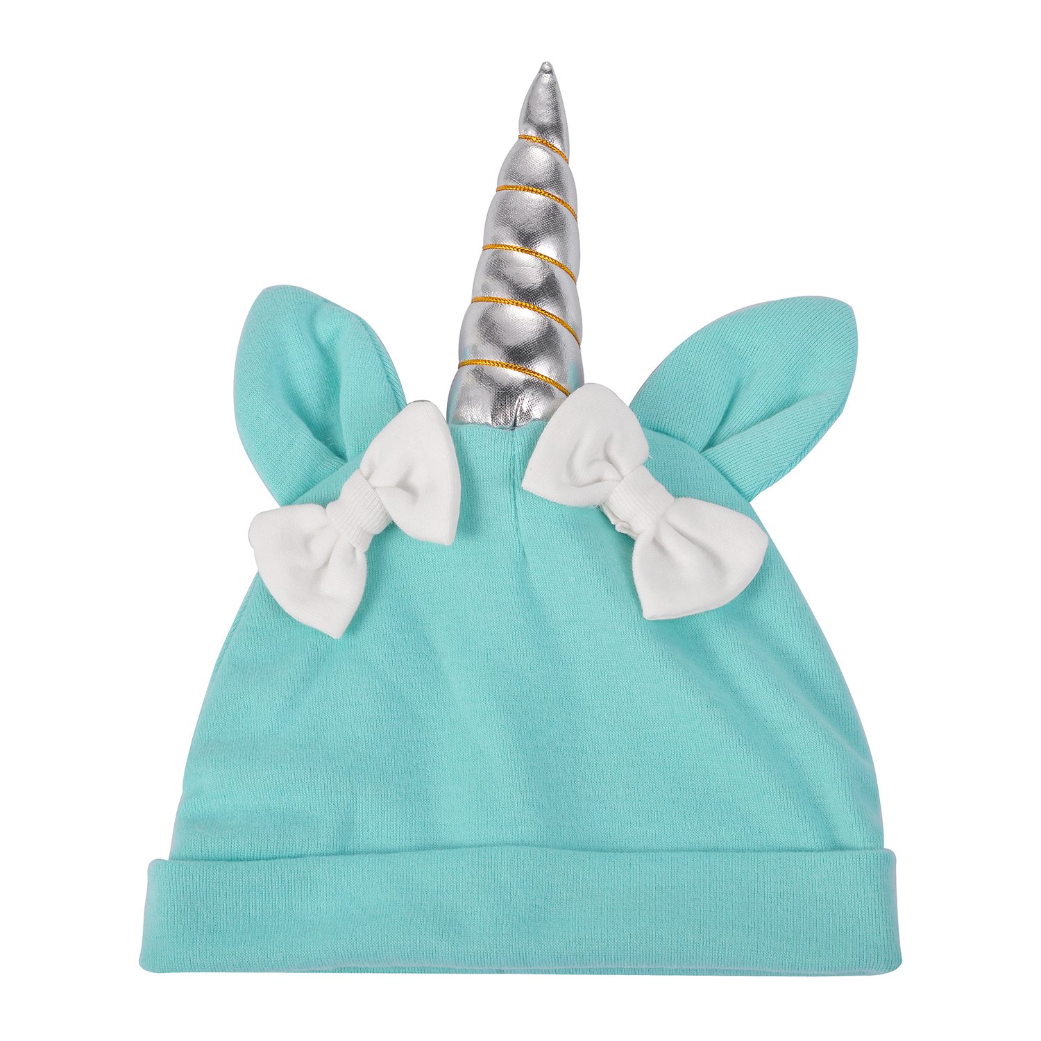 Lux Accessories Unicorn Blue Baby Unicorn Warm Bow Hats