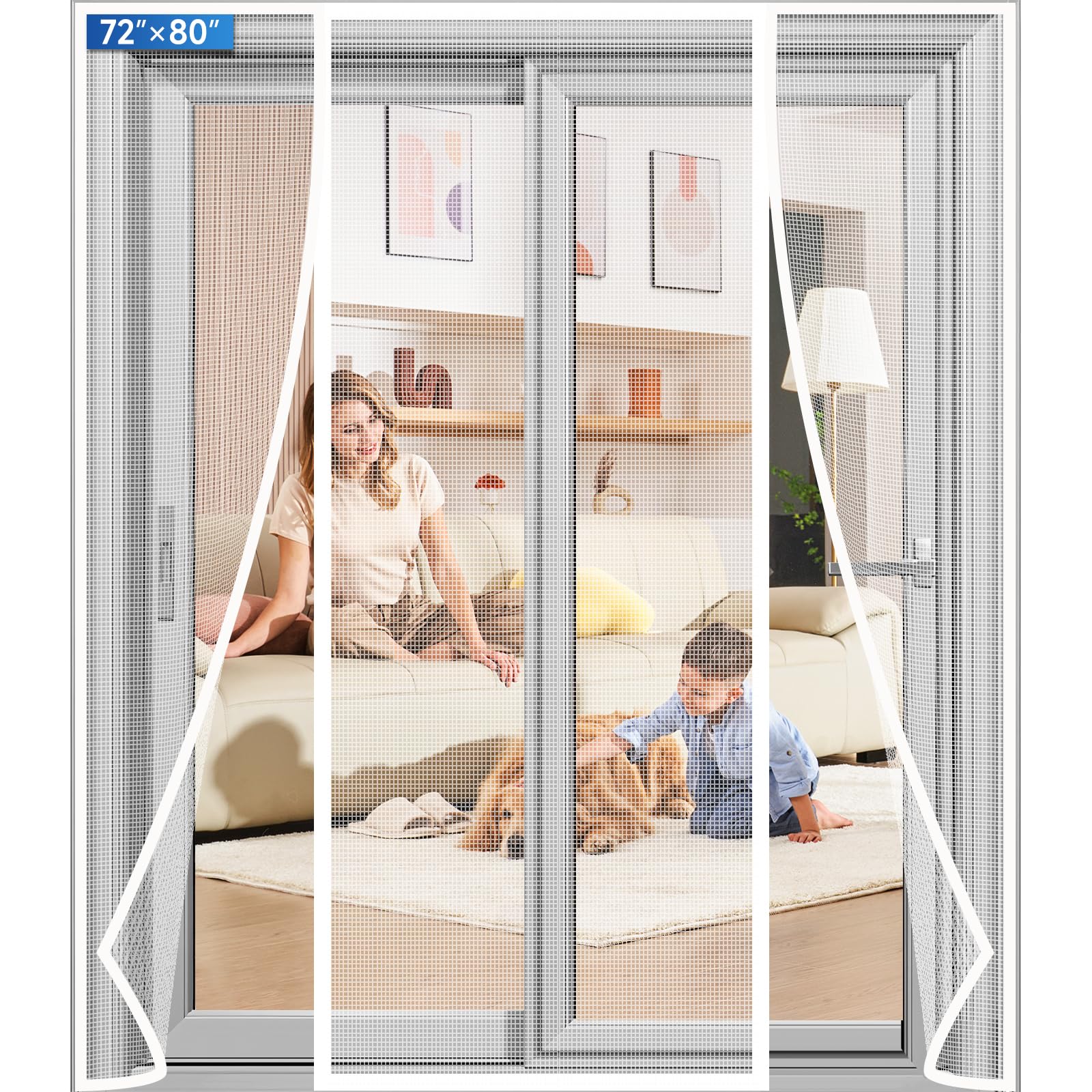 Photo 1 of LONGEAS Magnetic Screen Door Upgraded PET Mesh Stronger Than Fiberglass and Polyester,Hands Free,Keeps Bugs Out,Pet & Kid Friendly,Suitable for Sliding Door,Large Patio Door and French Door-72''x80''