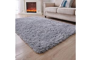 ANVARUG Modern Plush Area Rug 7x10 Ultra Soft Faux Fur Rugs, Non-Skid Bedroom Rugs for Kids Playroom Home Decor, Grey