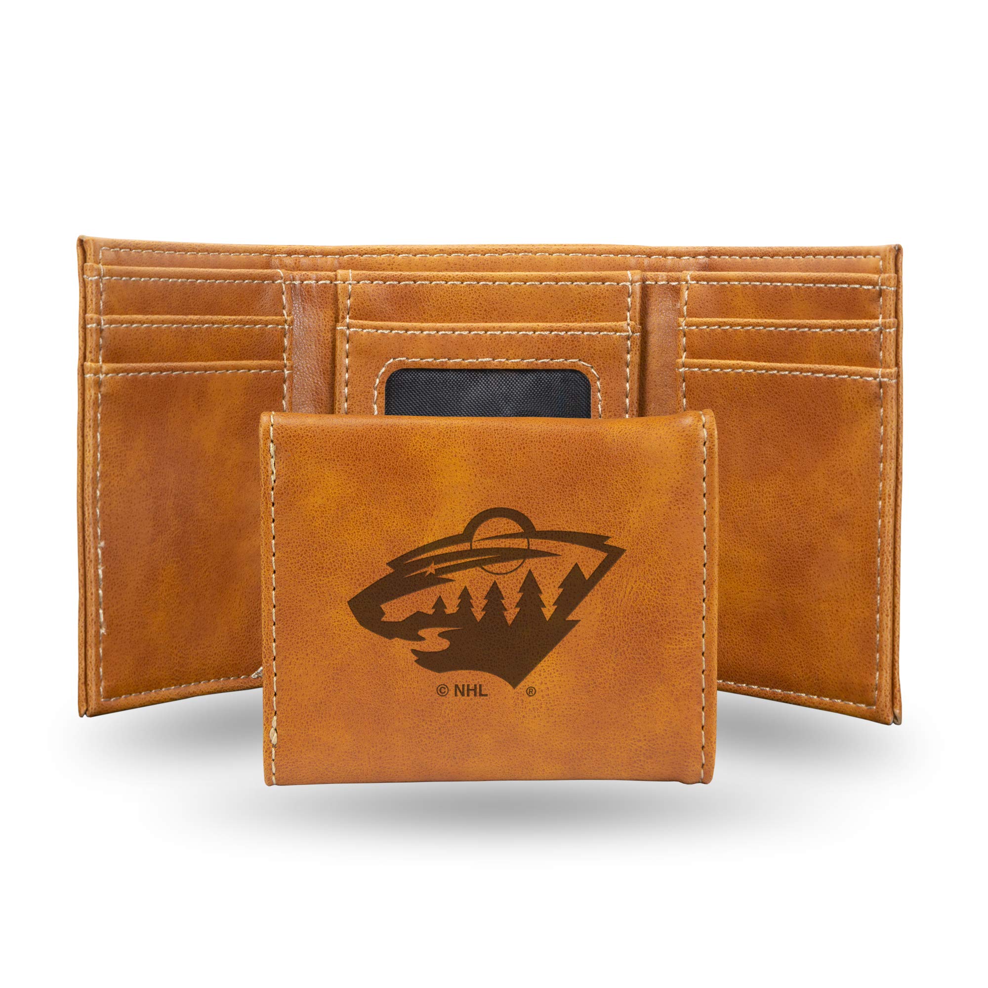 Rico Industries Laser Engraved Trifold Wallet, Minnesota Wild, Brown, 3.25 x 4-