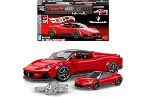 Mattel Brick Shop Hot Wheels Jogo de Construção Speed Maserati MC20 em escala 1:32 com Placa de Coleção e 1 carrinho de metal