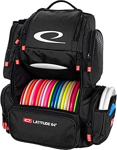 Latitude 64 Luxury E4 Backpack Disc Golf Bag | 20+ Disc Capacity | Multiple Storage Pockets | Water Bottle Holder | Frisbee Golf Backpack Bag