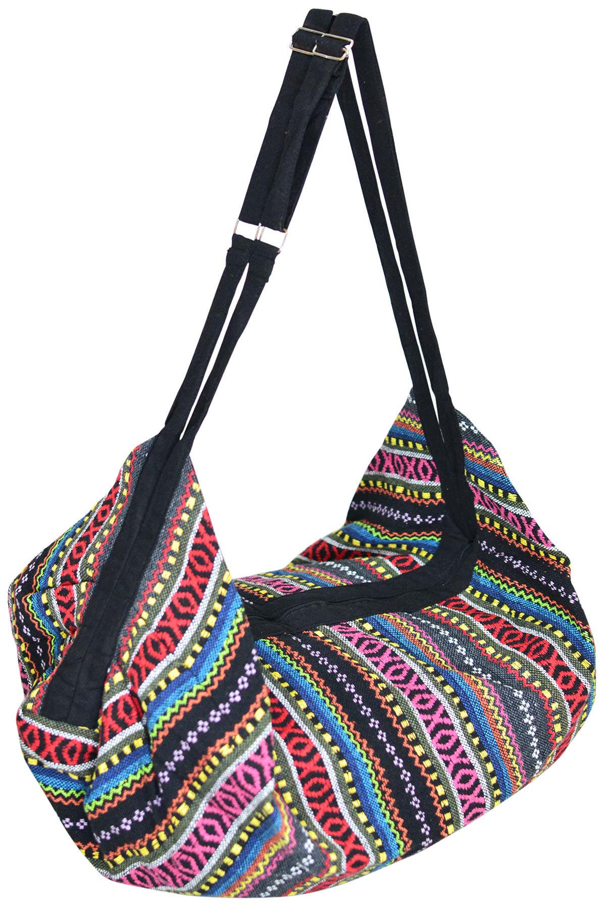 Large Cotton Hobo Bag for Women – Hippie Boho Travel Shoulder Bag with Zipper | Handmade Oversized Backpack Purse (Naga10) — image 1
